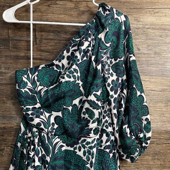 J. Crew Teal and White One-Shoulder Floral Dress - Picture 2 of 15